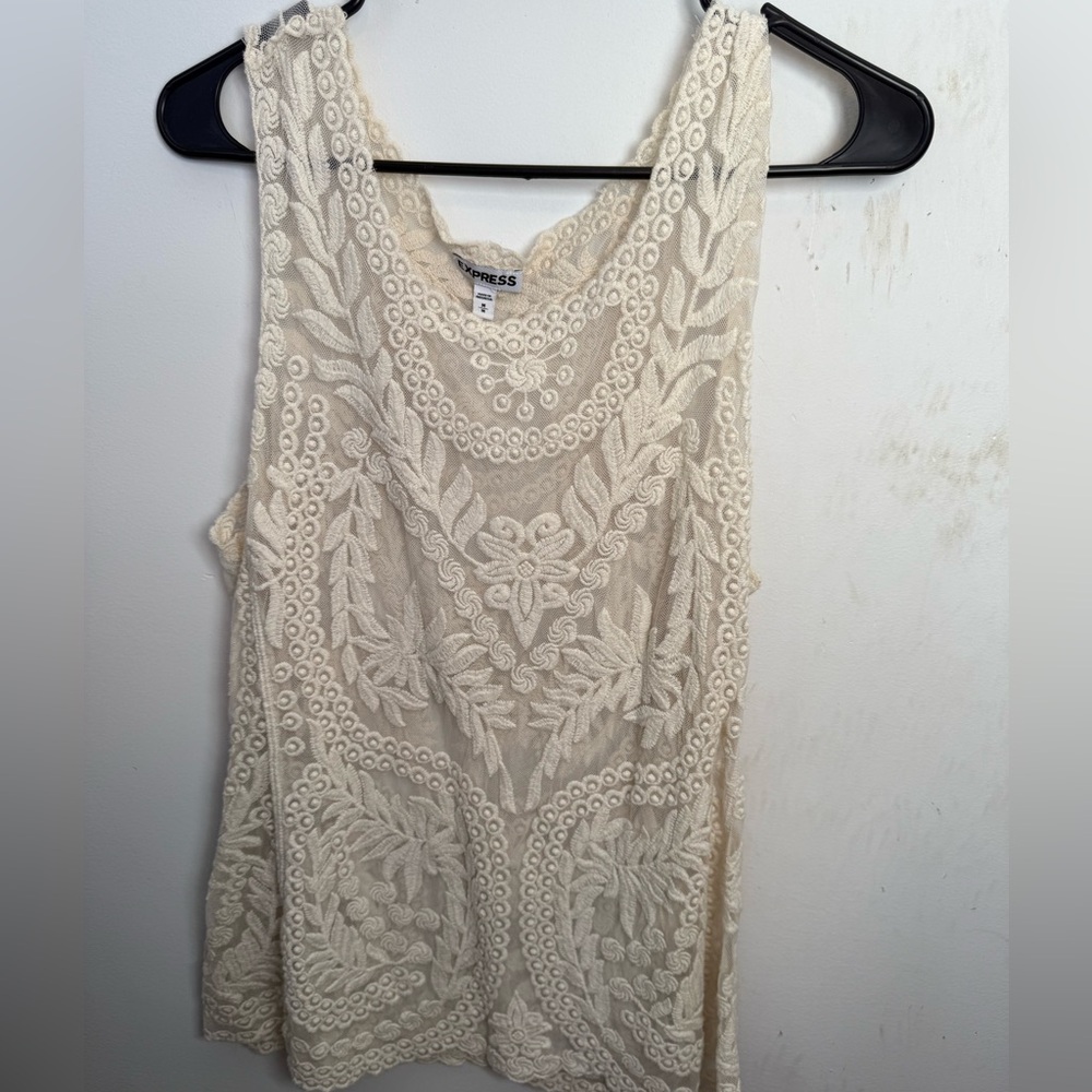 Express Cream Lace Tank Top